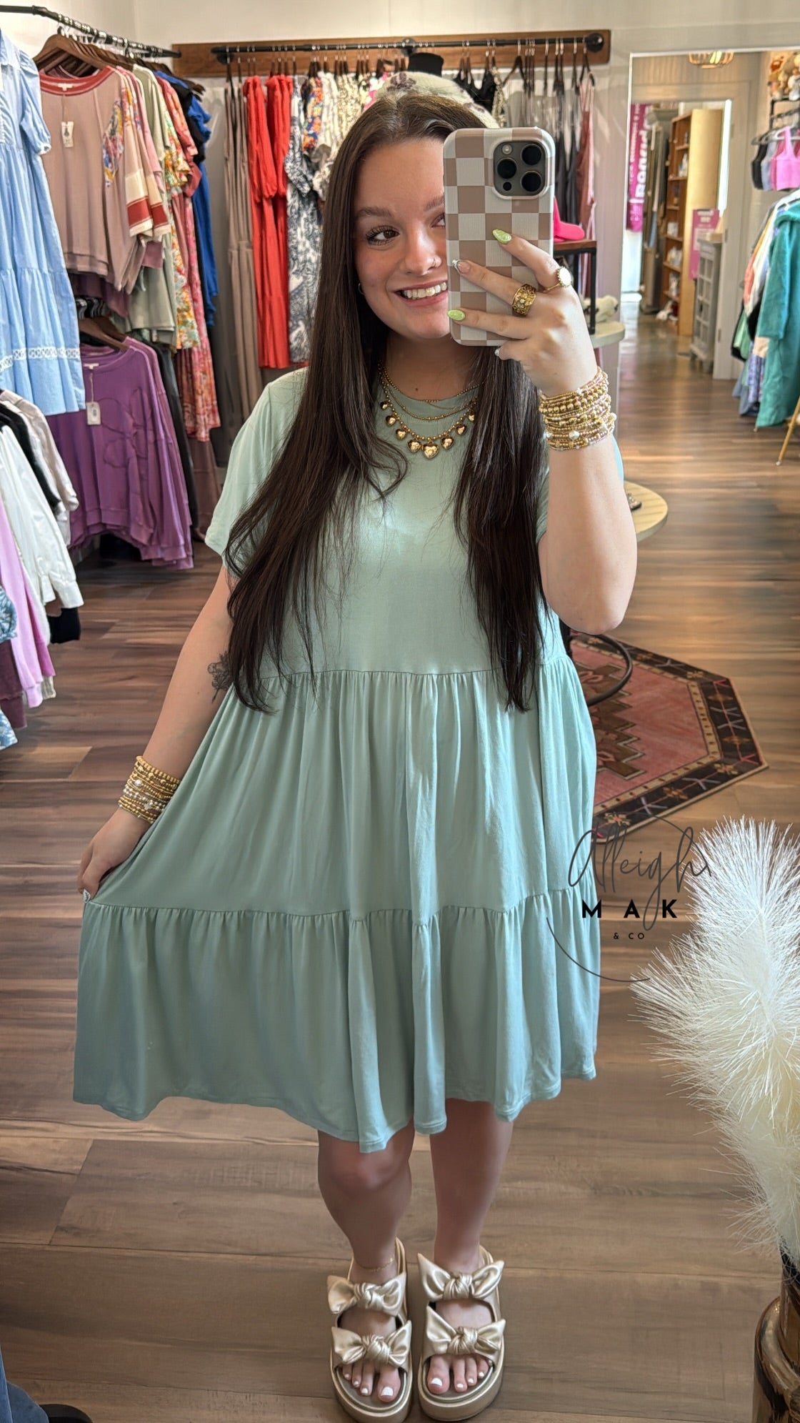 Jersey Knit Tiered Poncy Dress