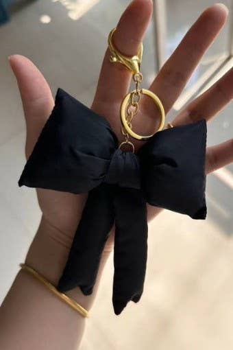 PUFFY BOW RIBBON BAG CHARM KEYCHAIN