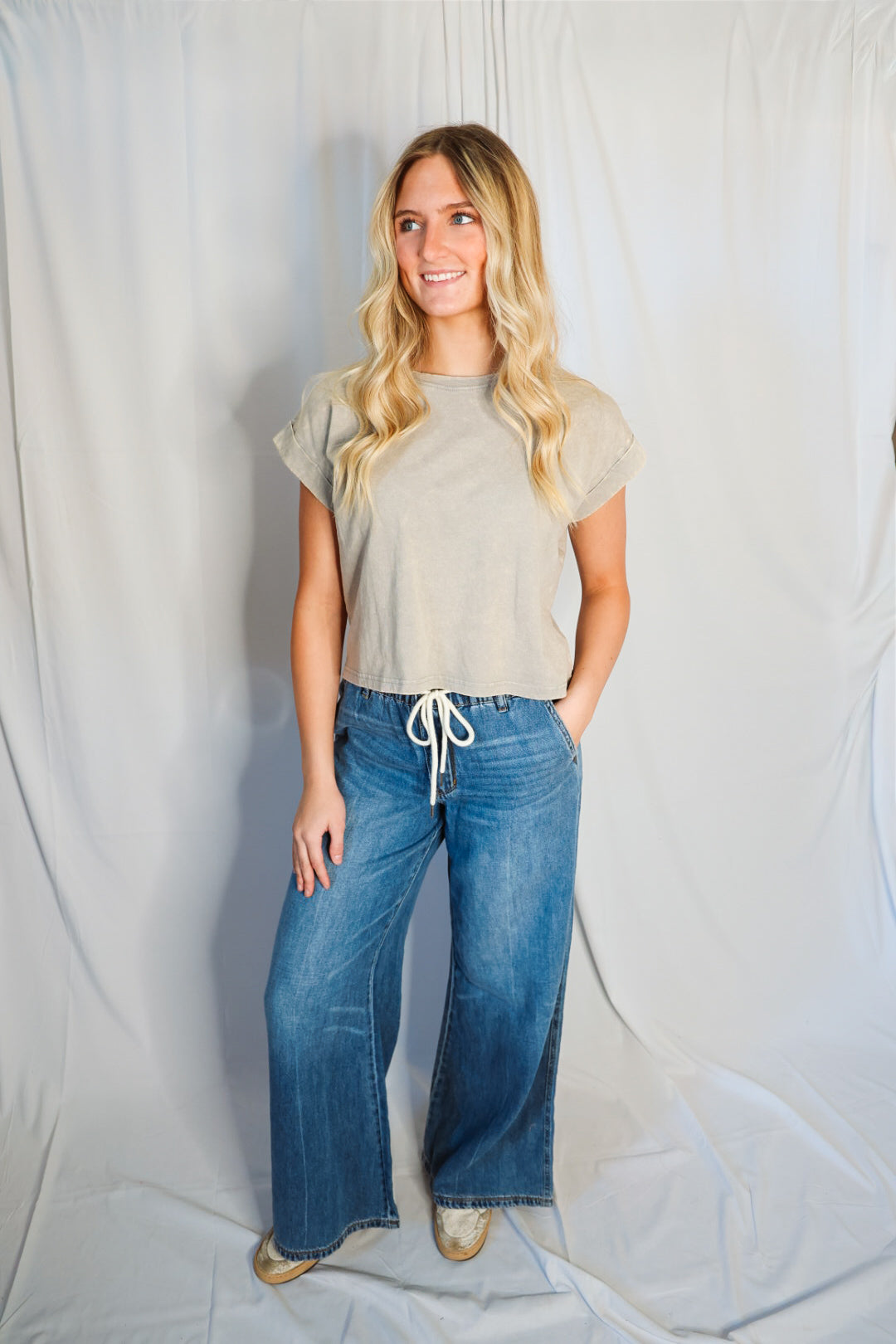 Judy Blue HW Palazzo Featherweight Rigid Elastic Pants