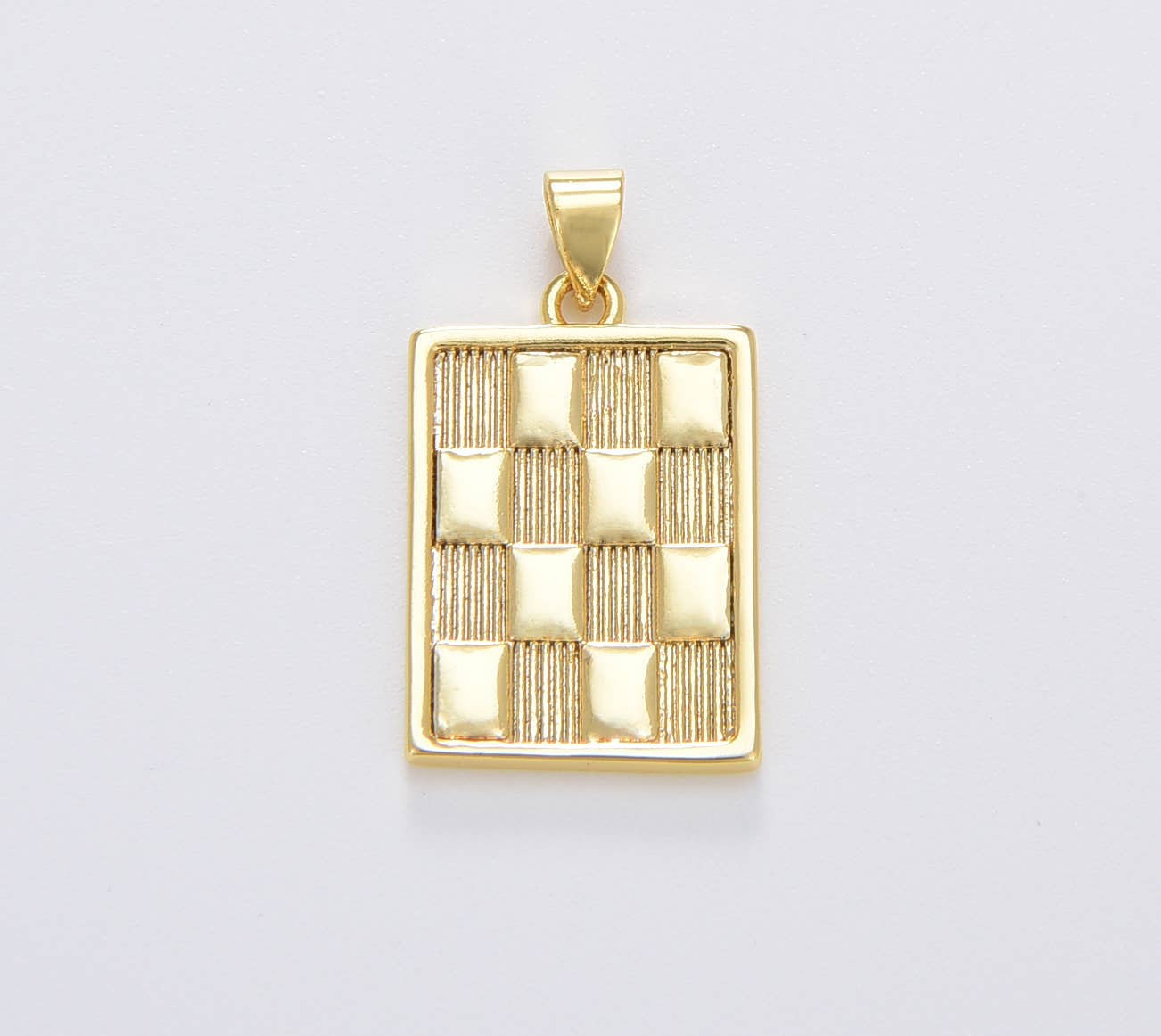 Gold Filled Draughts Rectangle Bar Charm Pendant