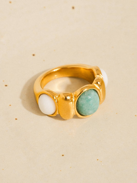 Laurent 18K Gold Non-Tarnish Natural Stone Ring