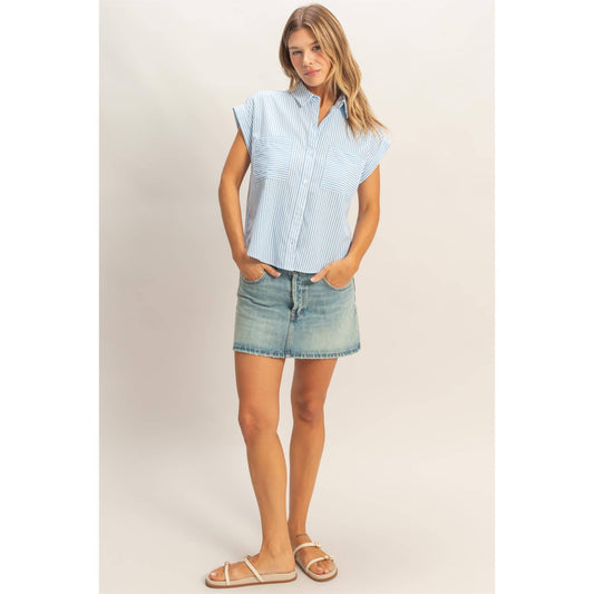 Bayside Button-Up Striped Shirt