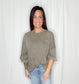 Ash Mocha Ruffle Wing Sleeves Mineral Washed Top