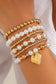 MULTILAYER BALL PEARL CHAIN BEAD HEART BRACELET