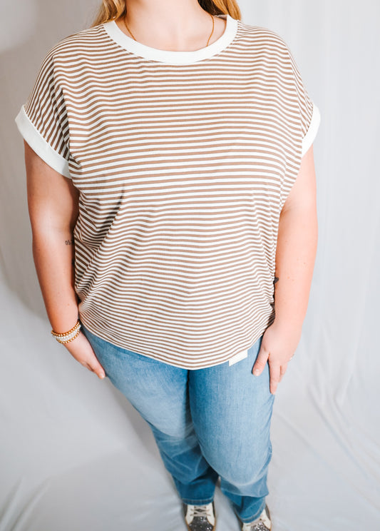 The Coastal Classic Mocha Stripe Tee