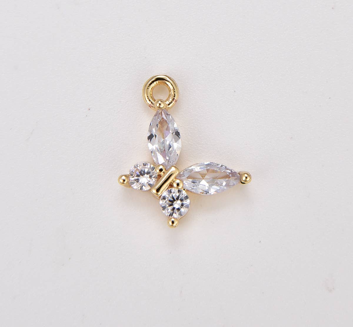 Gold Filled Pear Cut CZ Pave Butterfly Charm Pendant