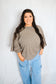 Ash Mocha Ruffle Wing Sleeves Mineral Washed Top
