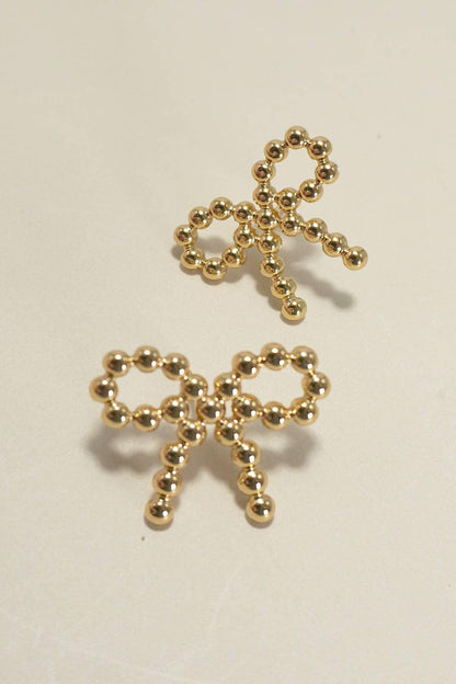18K STAINLESS STEEL TARNISH FREE BOW STUD EARRINGS - Alleigh Mak & Co 