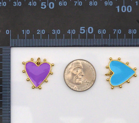 Colorful Enamel Spike Heart Charm