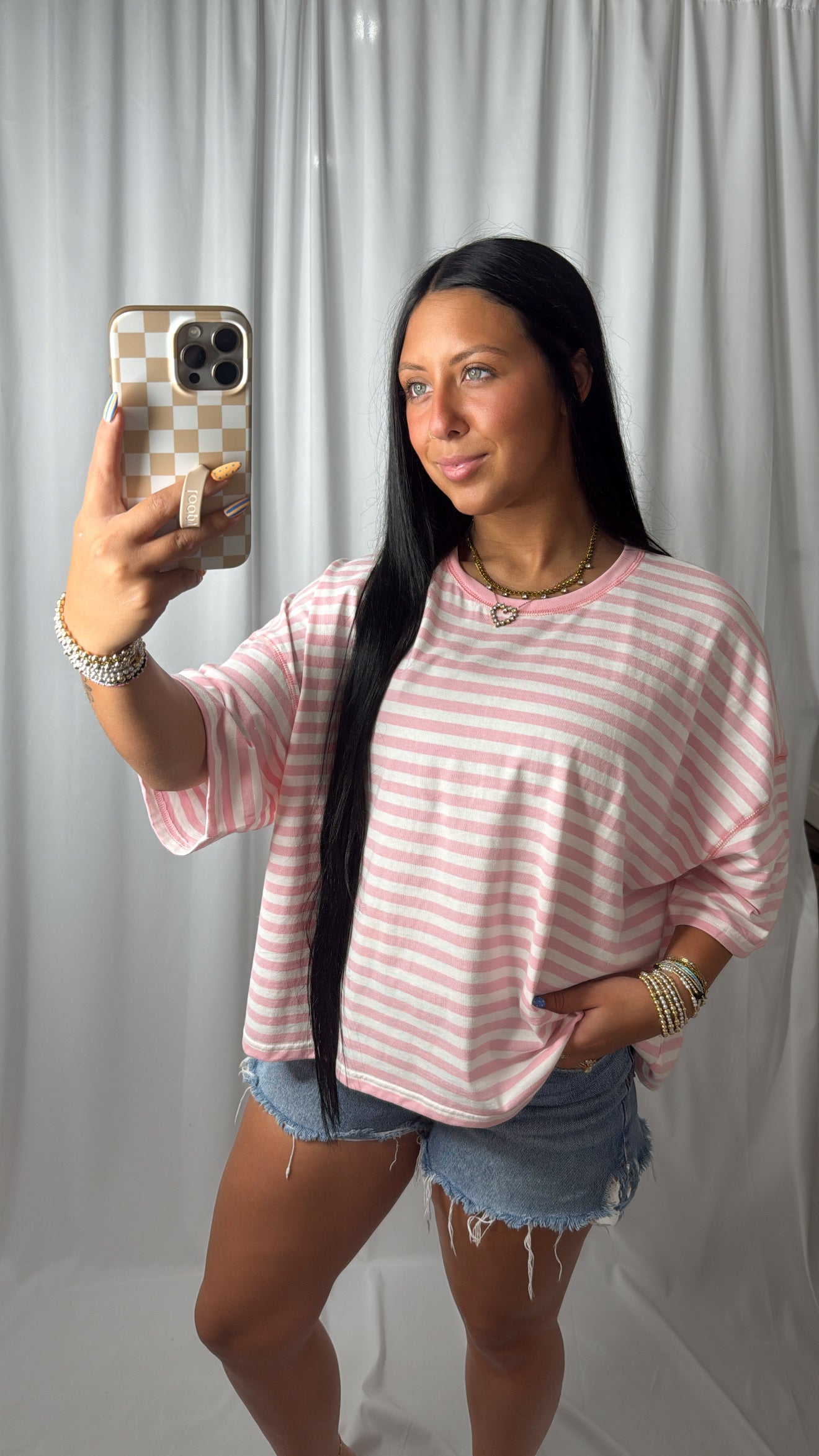 Pretty in Pink Striped Boxy Top