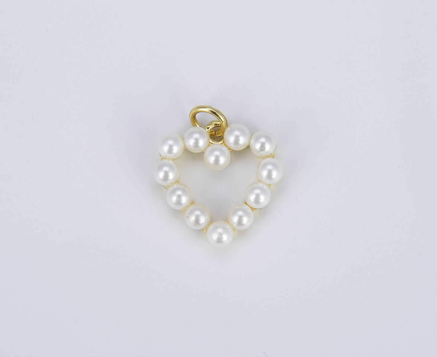 Dainty Heart Pearl Charm in 18K Gold Filled