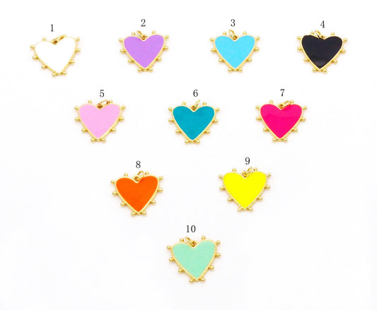 Colorful Enamel Spike Heart Charm