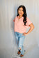 Tan Rose Scuba High Neck Half-Zip Short Sleeve Pullover