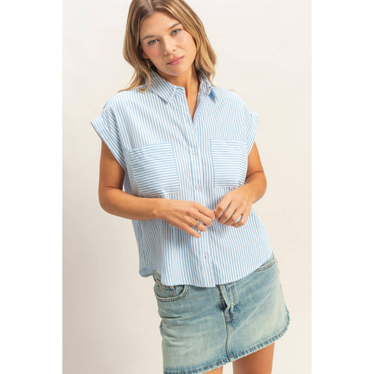 Bayside Button-Up Striped Shirt