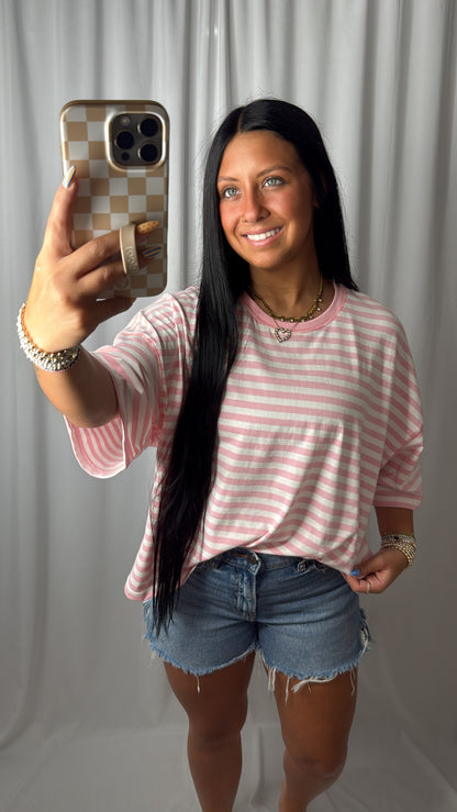 Pretty in Pink Striped Boxy Top