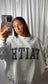 FAITH Embroidered Polka-Dot Mock Neck Sweatshirt