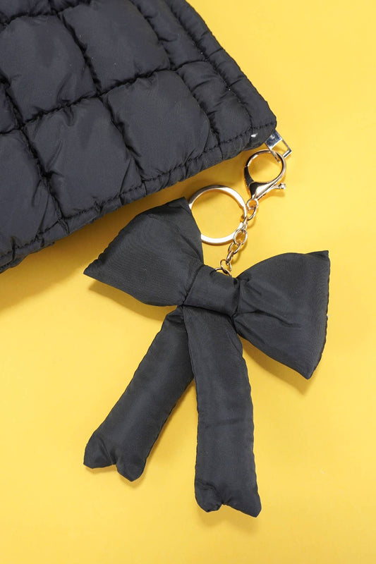 PUFFY BOW RIBBON BAG CHARM KEYCHAIN