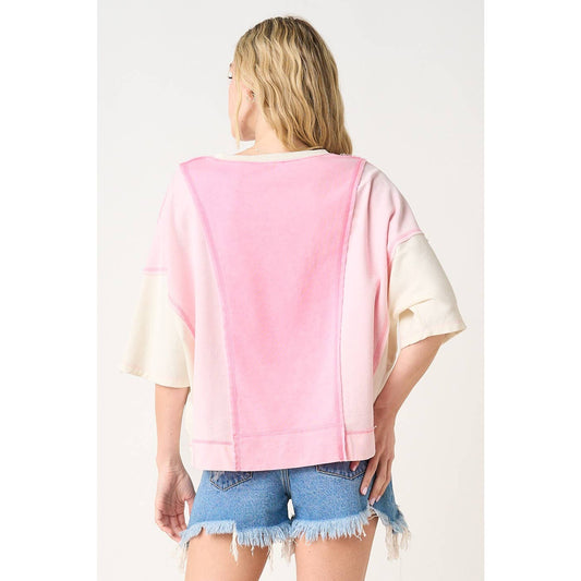 Pink Mellow Color Block Top