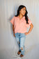 Tan Rose Scuba High Neck Half-Zip Short Sleeve Pullover