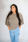 Ash Mocha Ruffle Wing Sleeves Mineral Washed Top