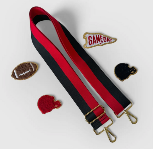 Black & Red Stripe Guitar Bag Strap