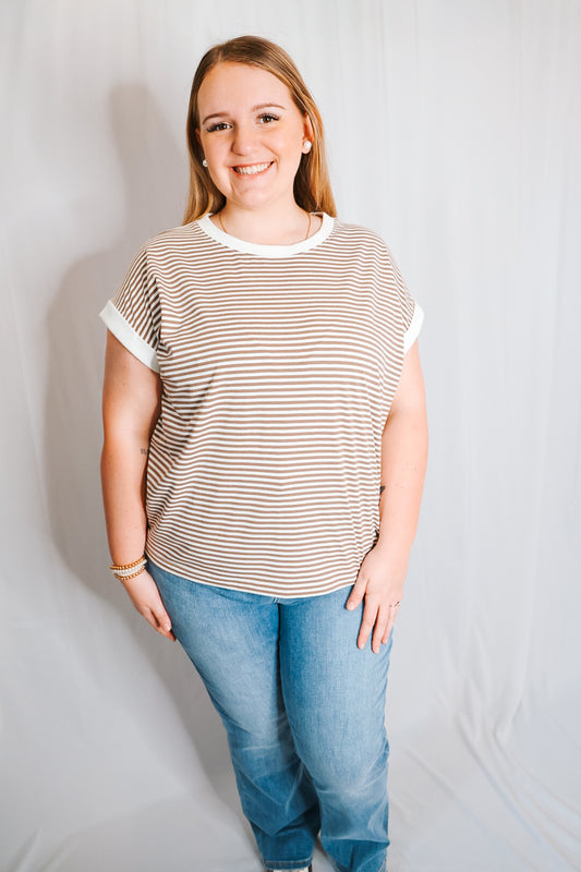The Coastal Classic Mocha Stripe Tee