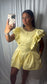Butter yellow ruffle sleeve romper with pockets 