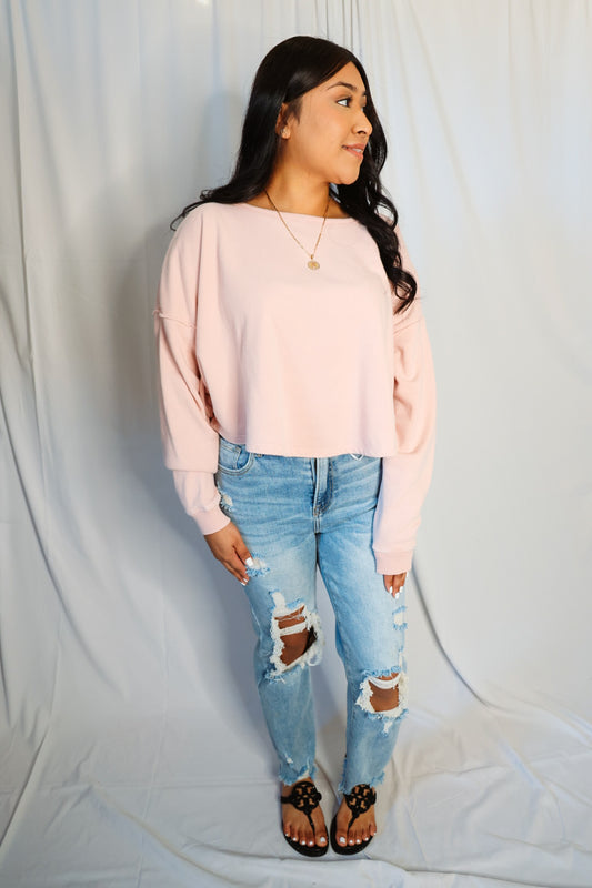 Showing Out Oversized Dusty Pink Sweatshirt