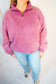 Plus Acid Wash Fleece Half Zip Pullover - Lt. Plum