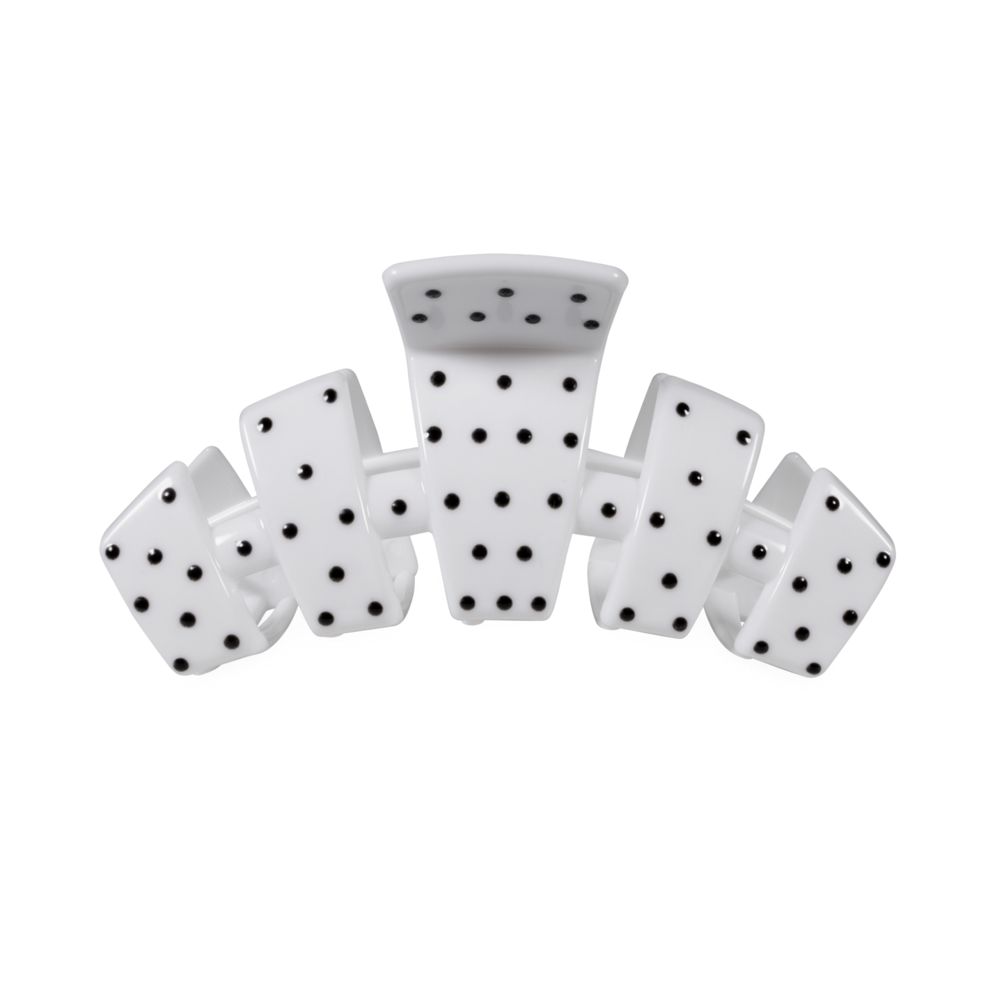 White and black polka dot hair clip for all hair types