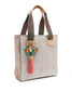 Consuela tote bag with multicolor straps and butterfly tassel charm