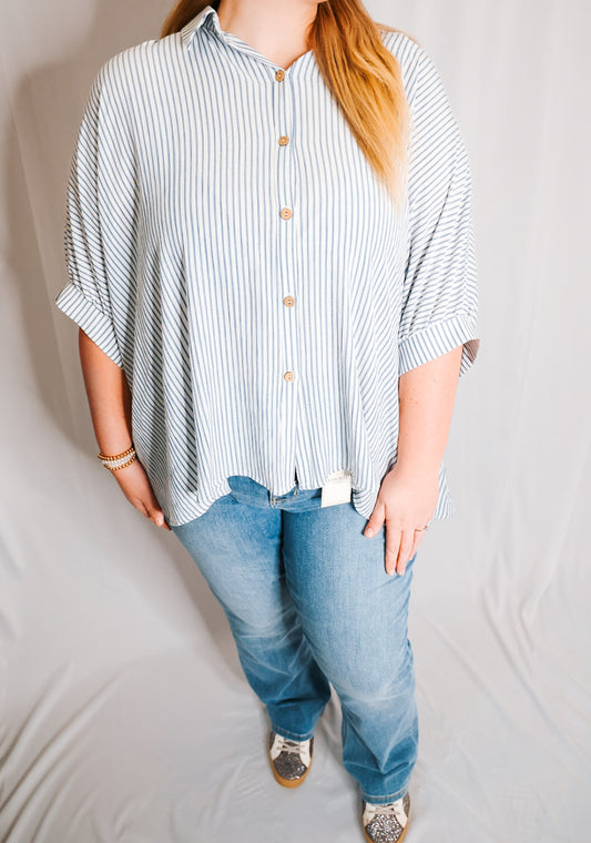 Classic Blue Striped Button Down