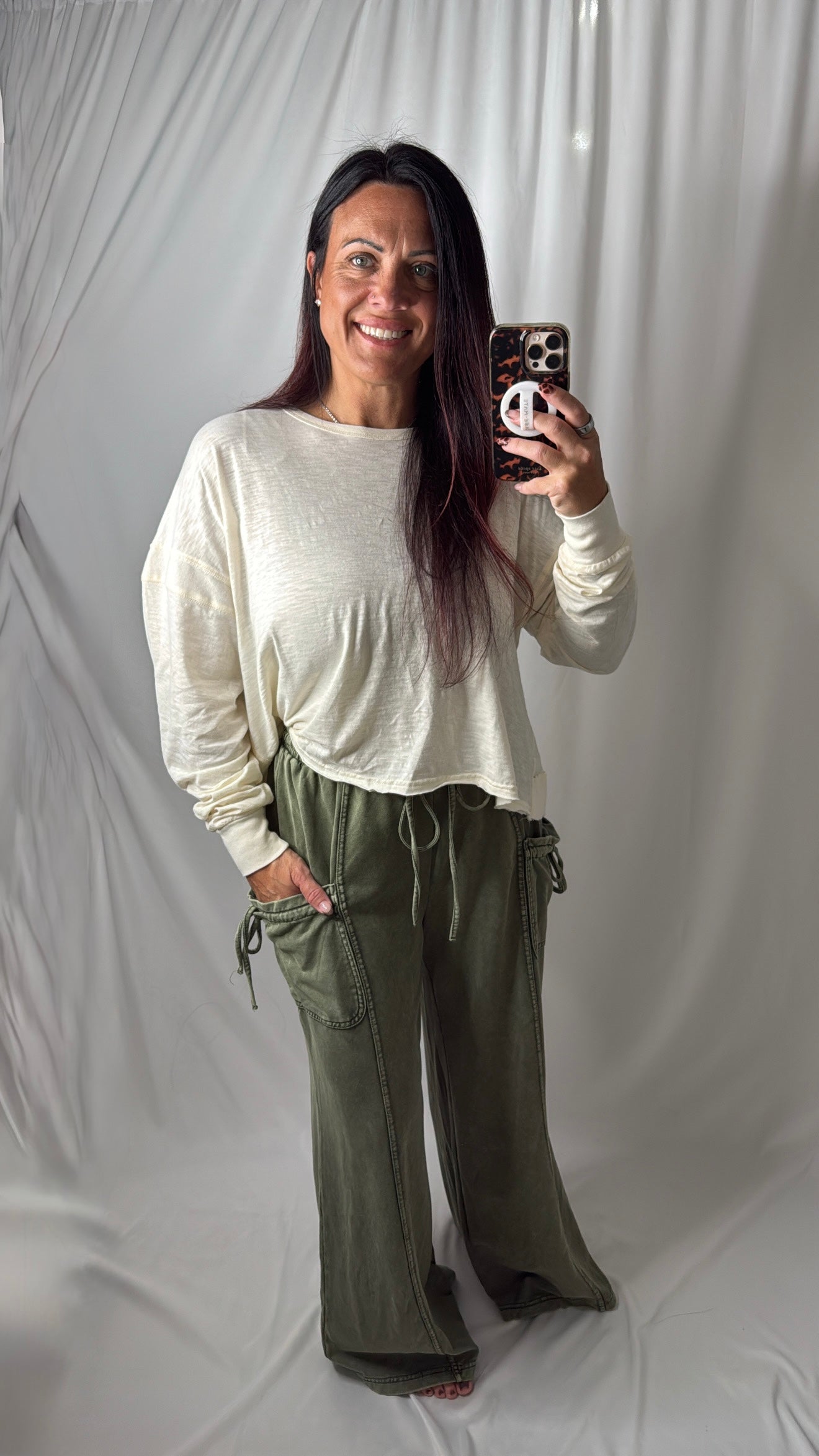 Olive & Easy For The Day Mineral Washed Pants
