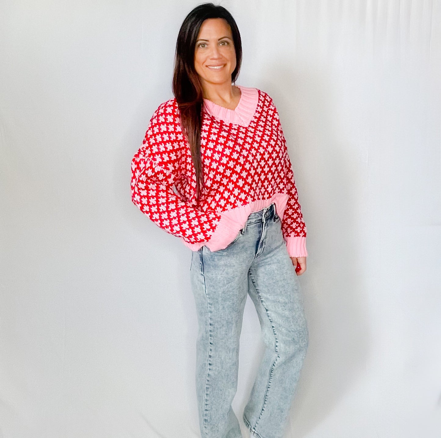 Textured Colorblock V-Neck Sweater