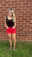 Judy Blue Garment Dyed Fray Hem Shorts Red