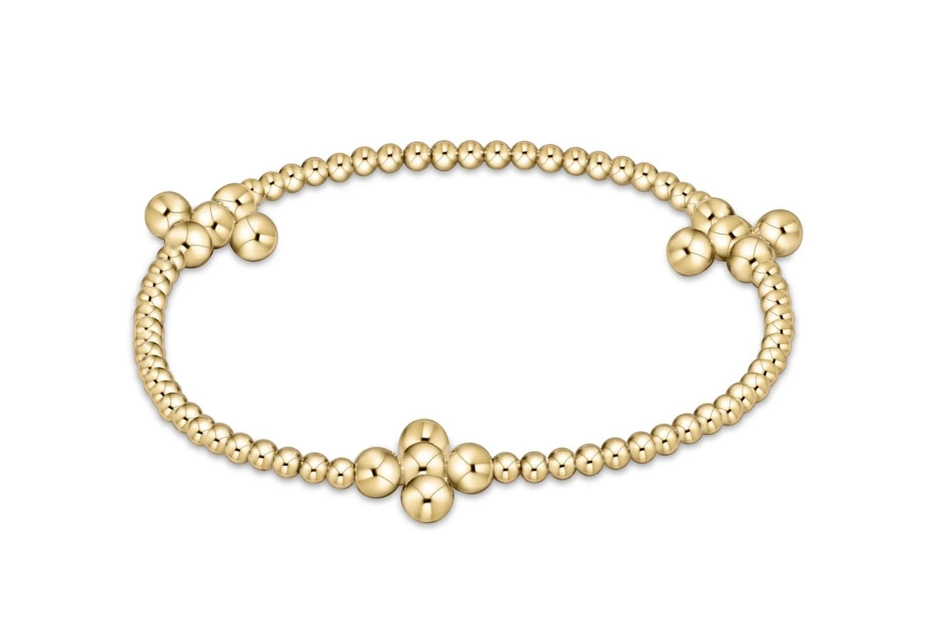 eNewton Signature Cross gold 2.5mm bead bracelet with cross charm