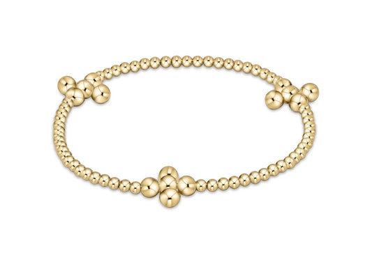 eNewton Signature Cross gold 2.5mm bead bracelet with cross charm