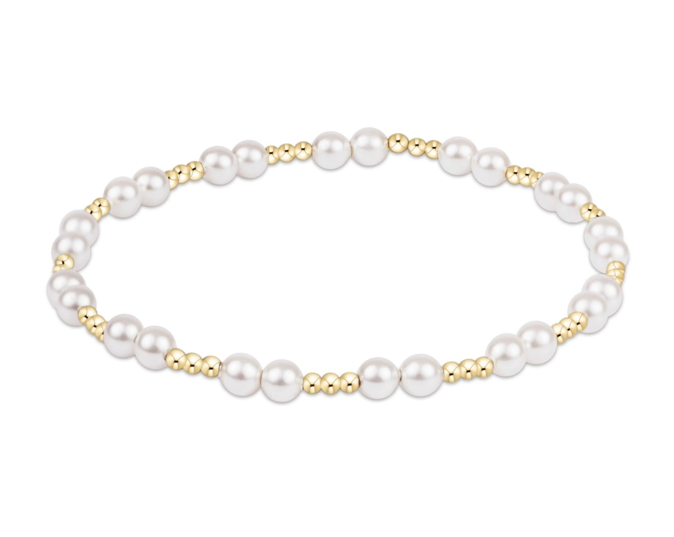 Pearl bracelet with gold accents on a white background