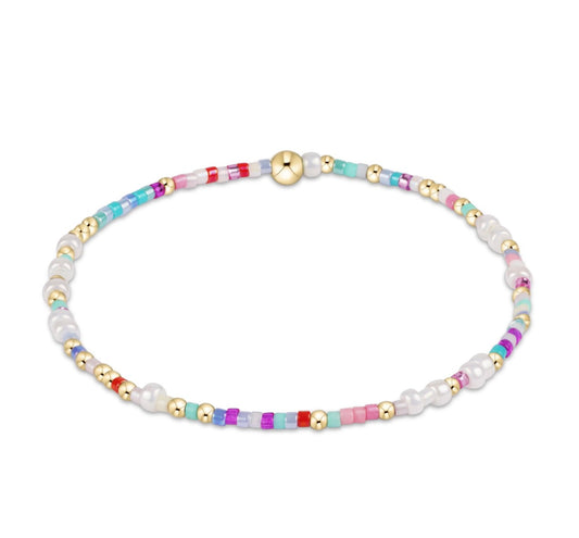 Multicolored beaded bracelet on a white background