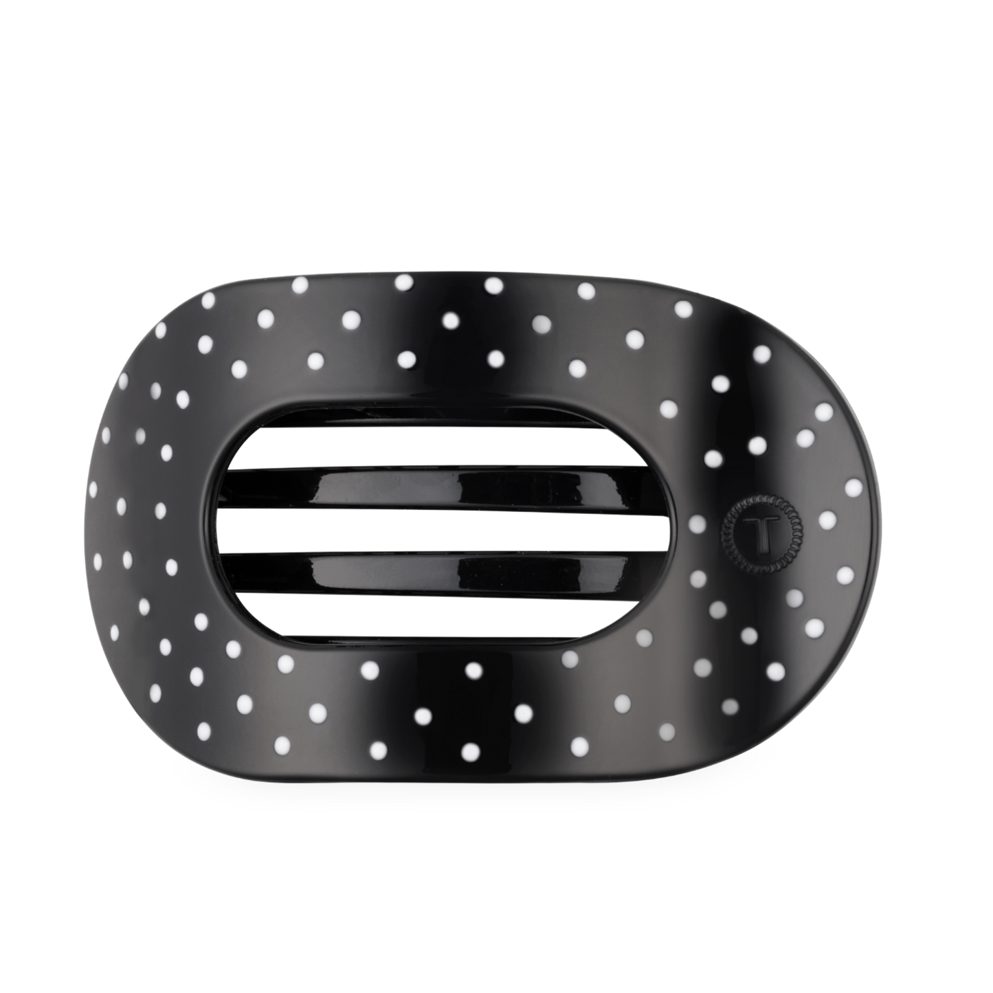 Black and white dots flat round hair clip