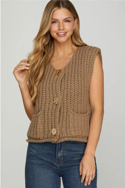 Sleeveless Chunky Knit Sweater Vest