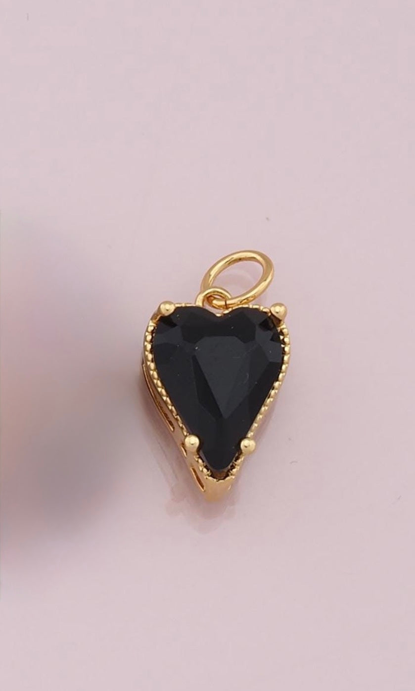 Black Crystal Gold Heart Pendant