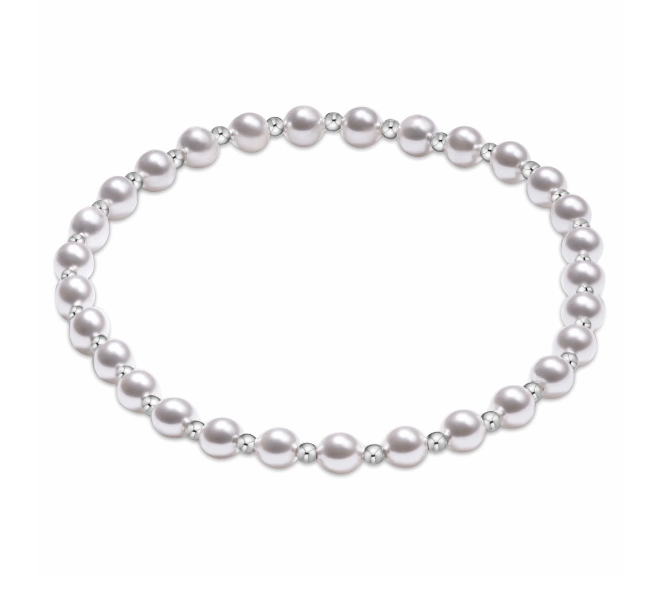 ENewton Classic Grateful Pattern Sterling 4mm Bead Bracelet - Pearl