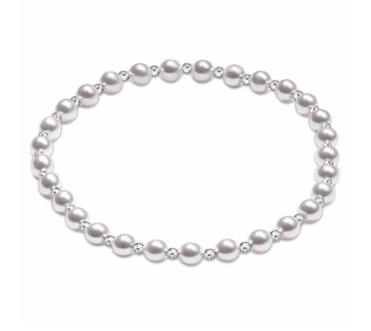 ENewton Classic Grateful Pattern Sterling 4mm Bead Bracelet - Pearl