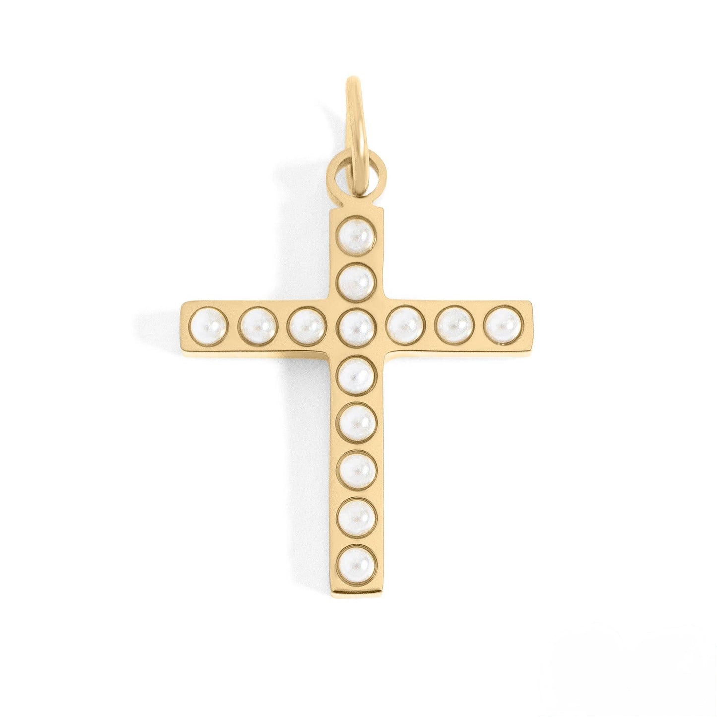 Pearl Beaded Cross Charm