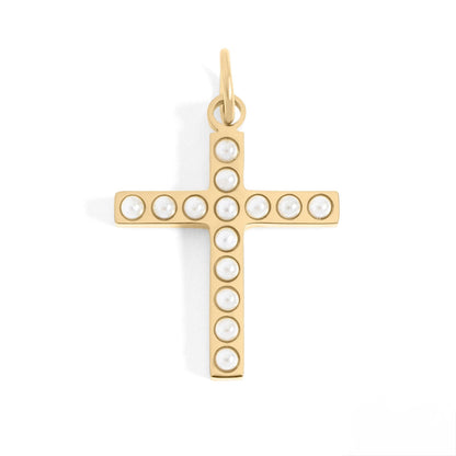 Pearl Beaded Cross Charm