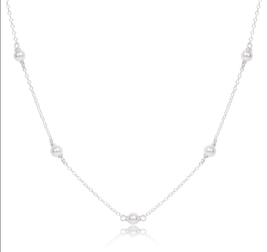 ENewton Choker Simplicity Chain Sterling - 4mm Pearl