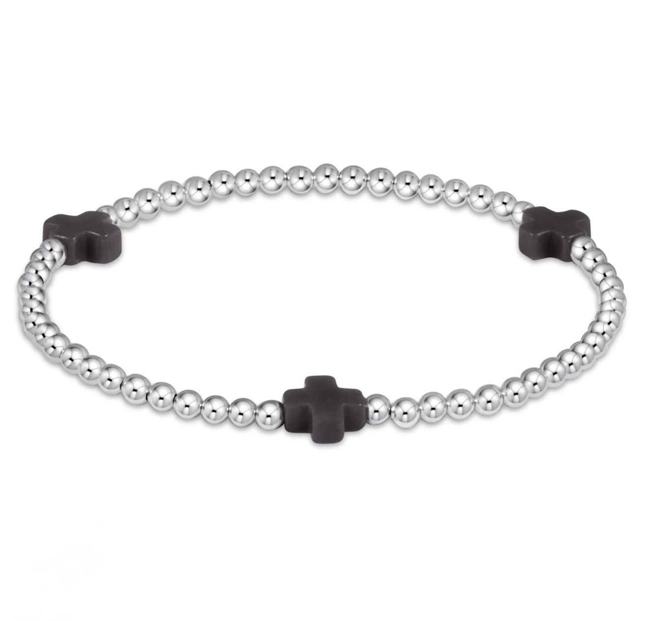 ENewton Signature Cross Sterling 3mm Bead Bracelet, Onyx