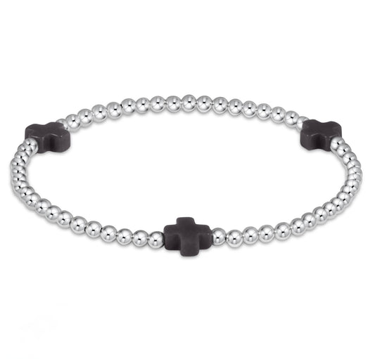 ENewton Signature Cross Sterling 3mm Bead Bracelet, Onyx