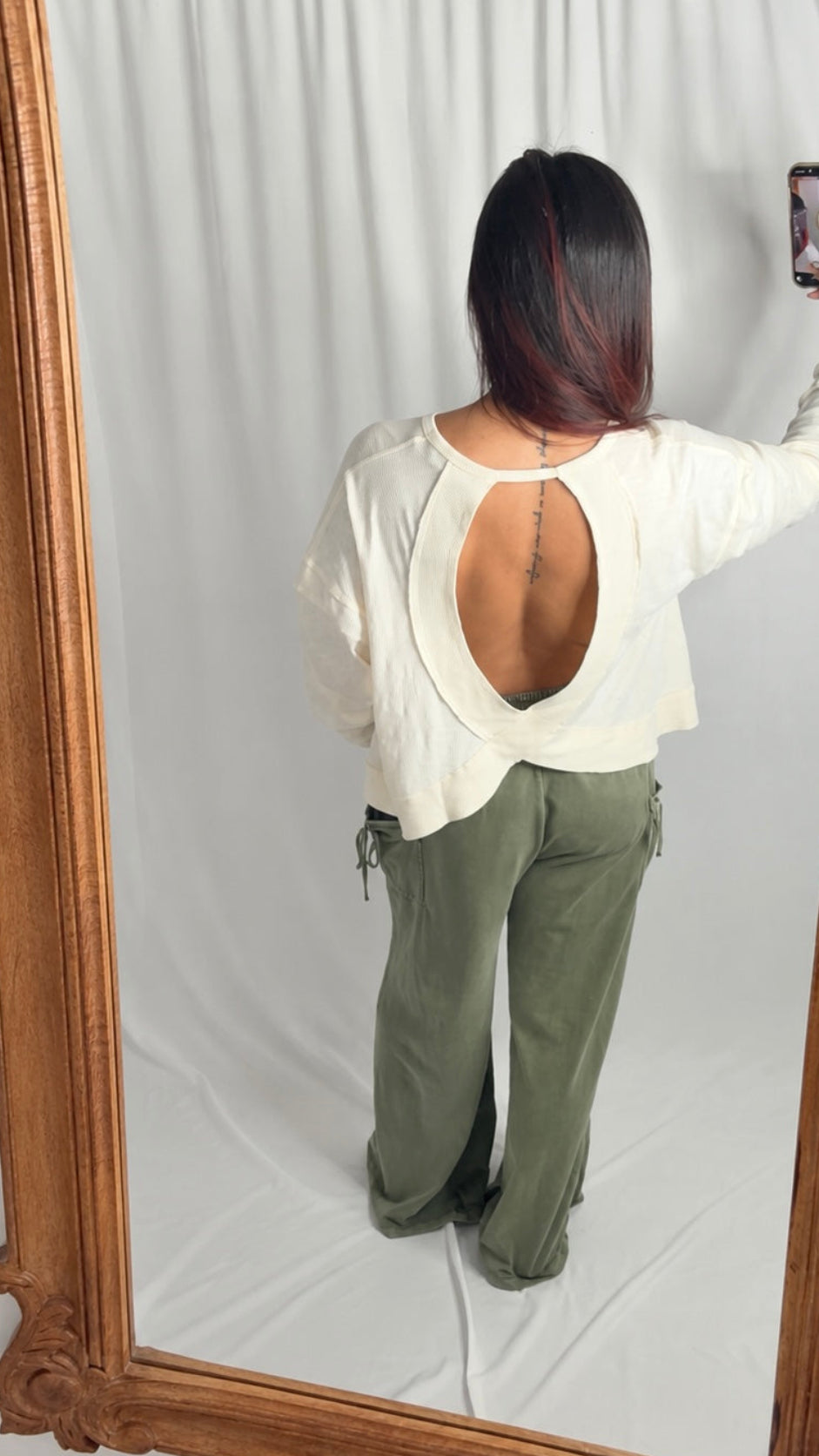 Cross Detail Open Back Long-Sleeve Top